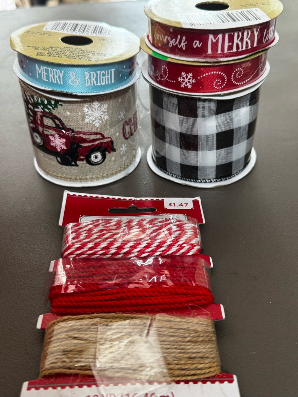 Holiday Ribbon and Twine Pack — Red, White, Black, Natural